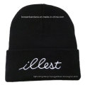 China Factory Cheap Warm Winter Acrylic Knit Beanie Black Embroidered Sports Beanie Hat